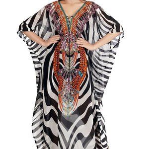 NEW! frisqie Kaftan Caftan Tiger Print Dress OS